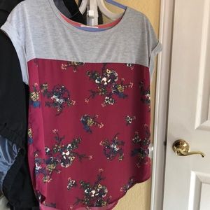 Gray and maroon top cap sleeve.